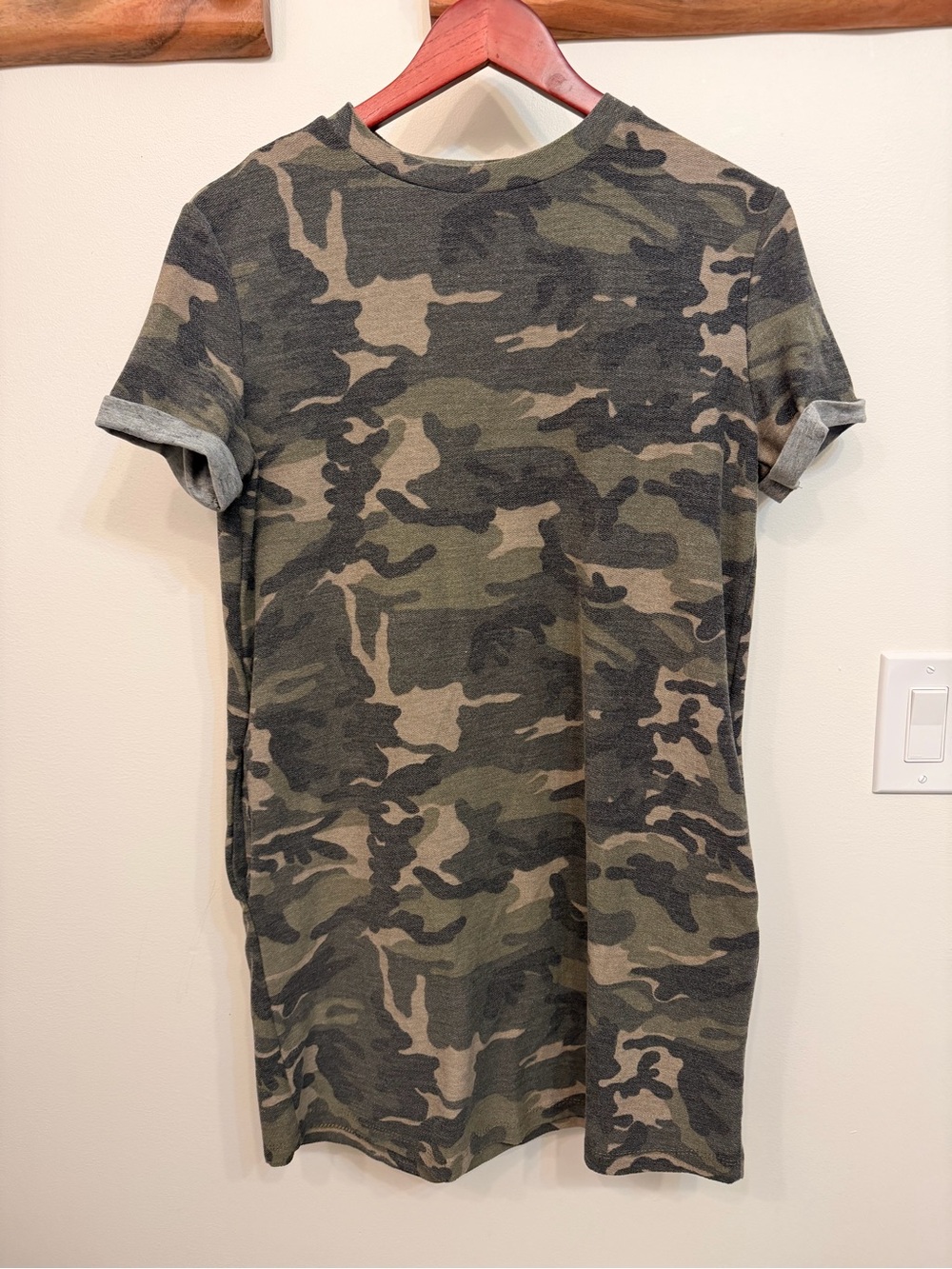 Alya Women's Camo Tee Dress - Olive Green/Black/Tan